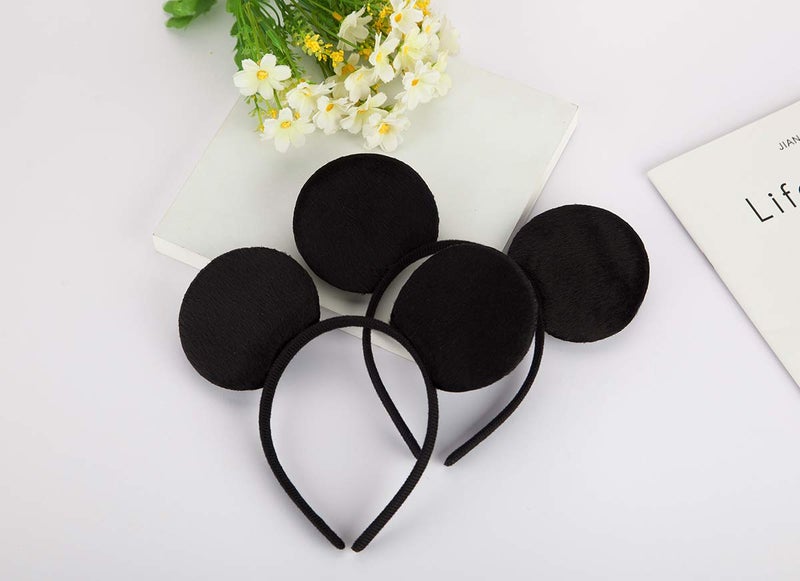 FANYITY Mouse Ears Headbands Sequin Hair Band for Girls Women Boys Party, 2 Pieces (RED DOT&BLACK) - Image 4